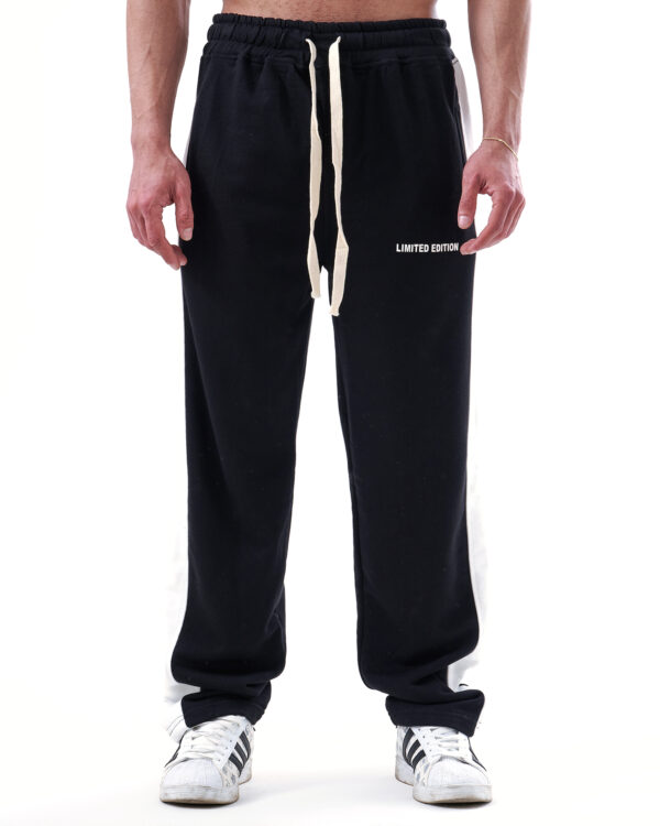 ‏Black Line White Straight Sweatpants - Image 2
