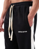 ‏Black Line White Straight Sweatpants