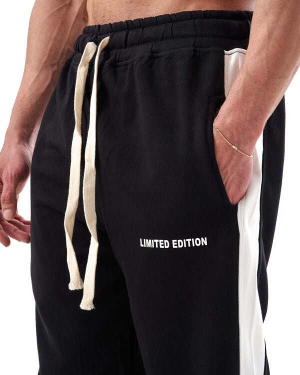 ‏Black Line White Straight Sweatpants - Image 4