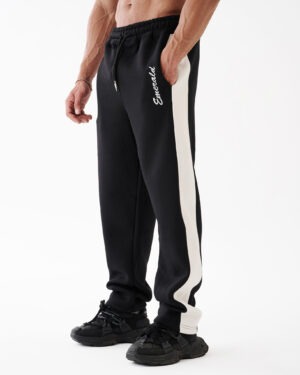 Black Side Line Straight Pants