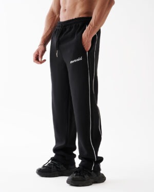 Black Double Stripe Straight Sweatpants