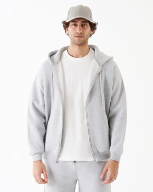 GRAY FULL ZIPPER HOODIE SWEATSHIRT